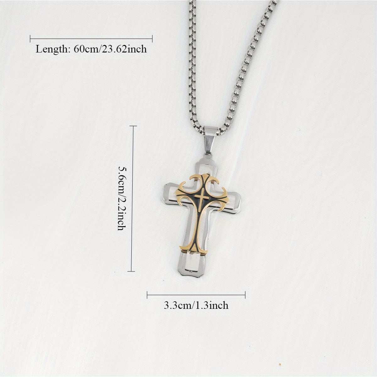 Men's Domineering Pattern Three-Layer Cross Necklace
