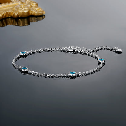 Women&Men's Adjustable Round Blue Zircon Bracelet