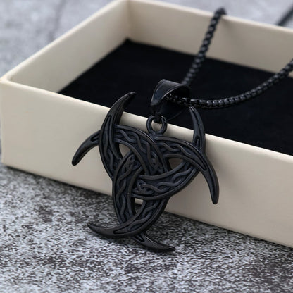 Vintage stainless steel single-sided Celtic knot men's necklace pendan