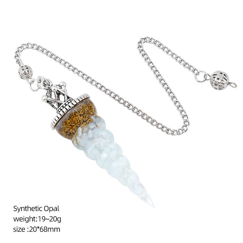 Crown-Headed Spiral Conical Yoga Meditation Adjustable Frequency Crystal Resin Spirit Pendulum