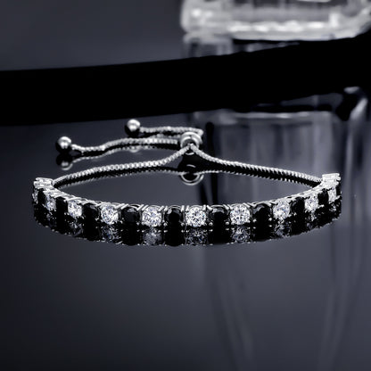 Women&Men's 4mm Black Zircon Adjustable Tennis Bracelet