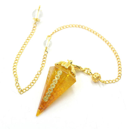 Golden Chain Tapered Resin Crystal Pendulum