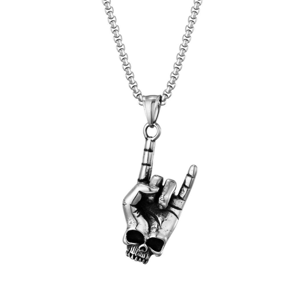 Men's Hip-Hop Rock 'I Love You' Gesture Pendant Necklace