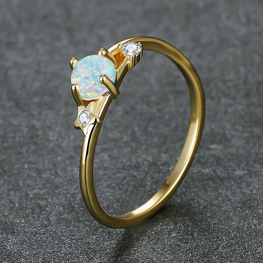 Women's Round Star Opal Zirconia ring