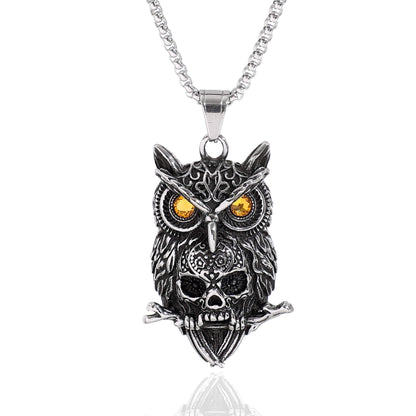 Men's Retro Animal Owl Pendant Necklace