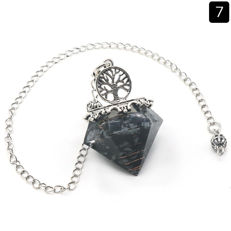 Crystal Agate Resin Gravel Diamond-Shaped Pendulum