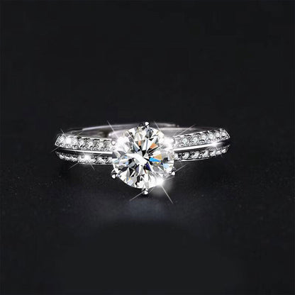 Women's White Gold S925 Channel Setting Stones Adjustable Moissanite Ring