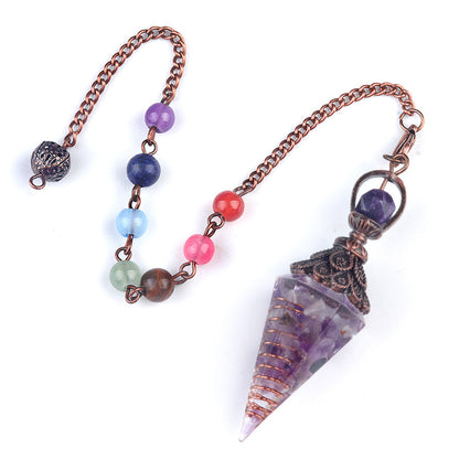 Copper-colored crushed stone resin crystal hexagonal pyramid spirit pendulum