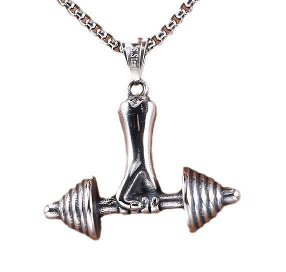 Men's Steel Hand Grip Dumbbell Pendant Necklace