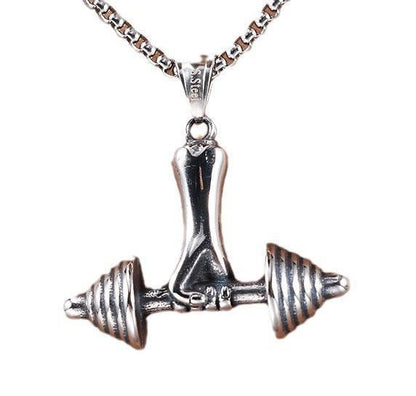 Men's Steel Hand Grip Dumbbell Pendant Necklace