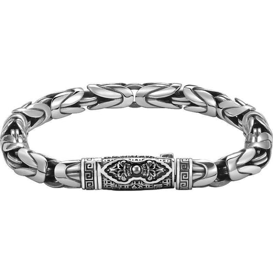Men's Vintage Retro Pattern Engraved Thick Chain Bracelet