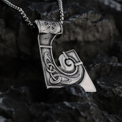 Men's Steel Viking Celtic Knot Axe Pendant Necklace