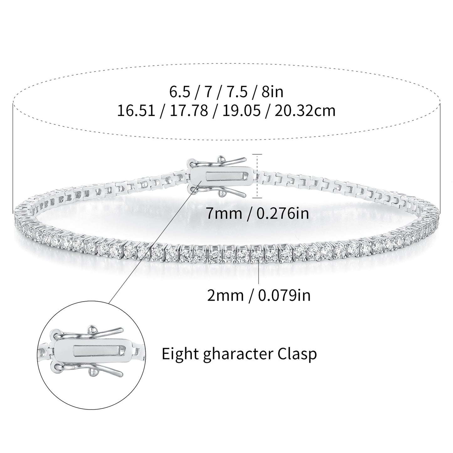 Women&Men's 18k Gold Inlaid With 2mm Zircon Dragon Head Buckle Cuban Tennis Bracelet