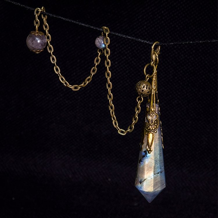 Vintage 12-Faceted Labradorite Meditation Pendulum