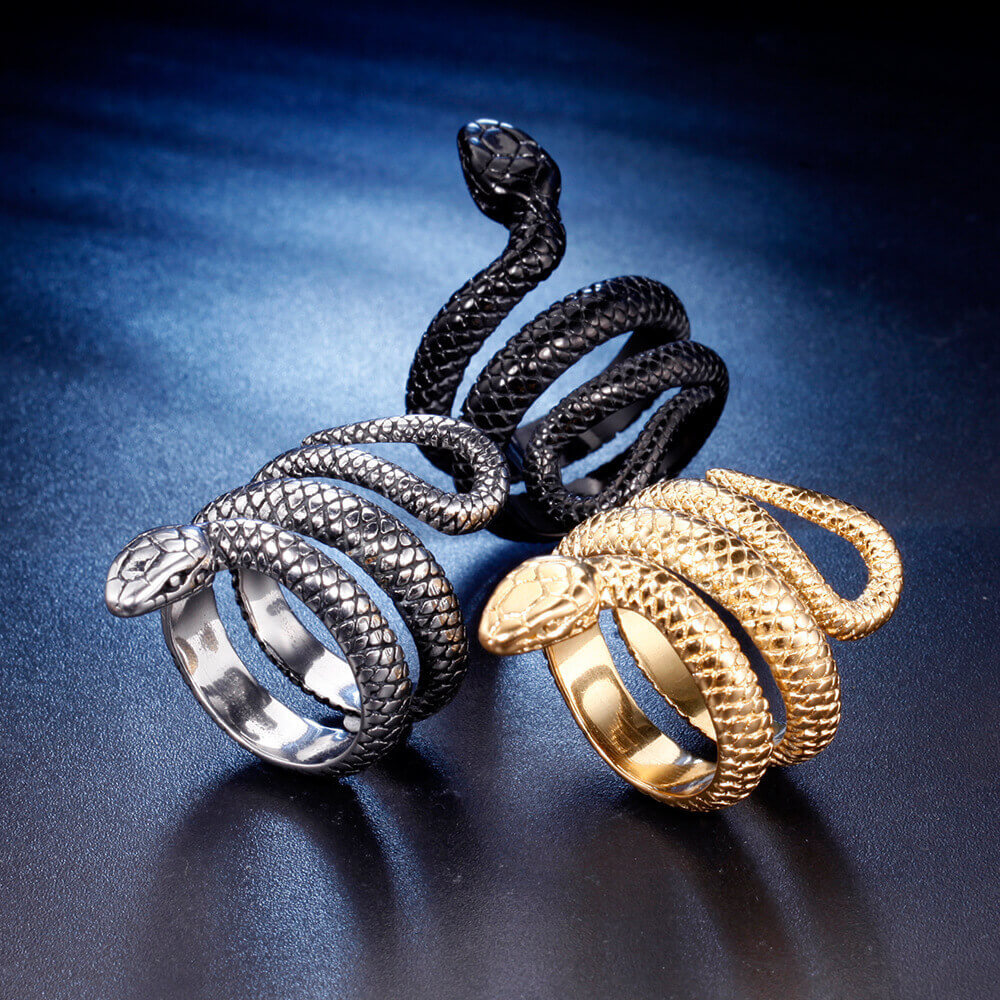 Men's Vintage Snake Python Titanium Steel Ring