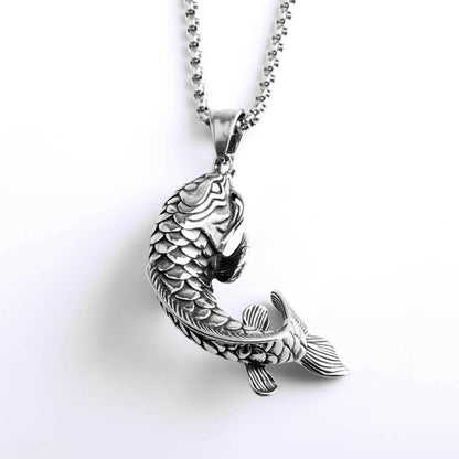 Men's Steel Koi Fish Pendant Necklace