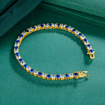 Women&Men's Round 4mm golden zircon eight-character buckle tennis bracelet