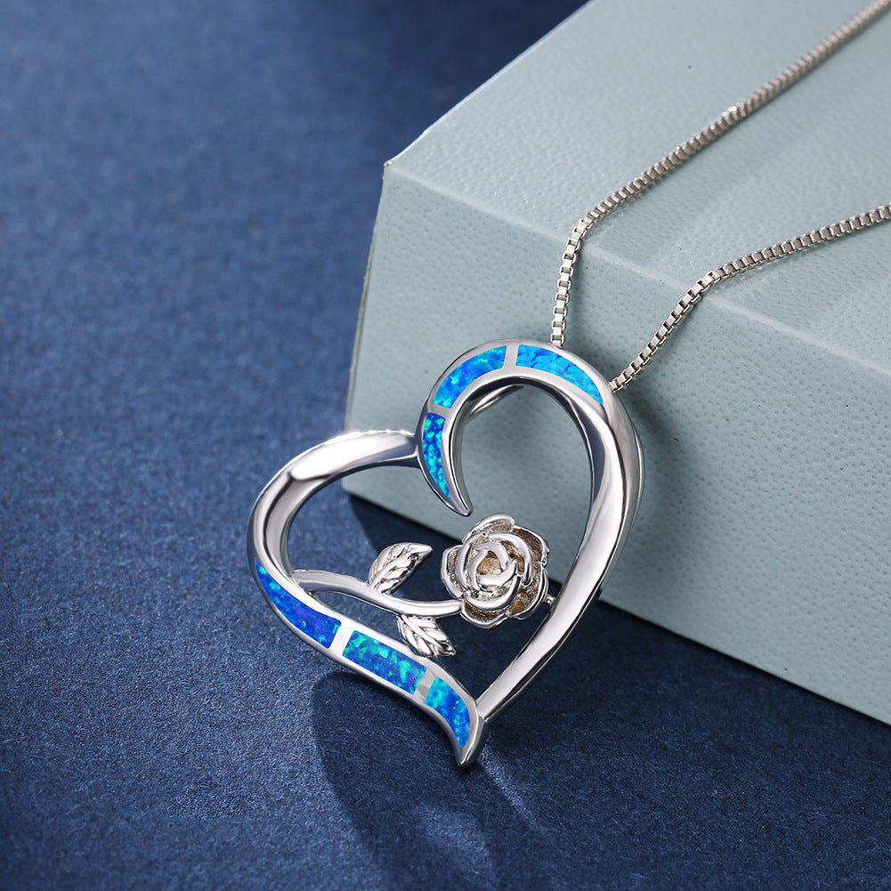 Platinum Auabo Love Rose Necklace