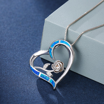 Platinum Auabo Love Rose Necklace