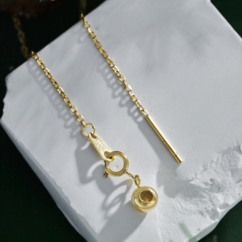 Women's S925 Sterling Silver Golden Bead Adjustable Thin Chain
