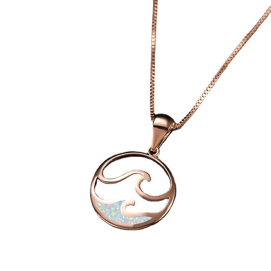 Hollow Design Wave Opal Necklace