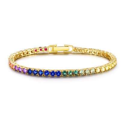 Women&Men's 3mm Gradient Colored Zircon Tennis Ball Belt Buckle Bracelet