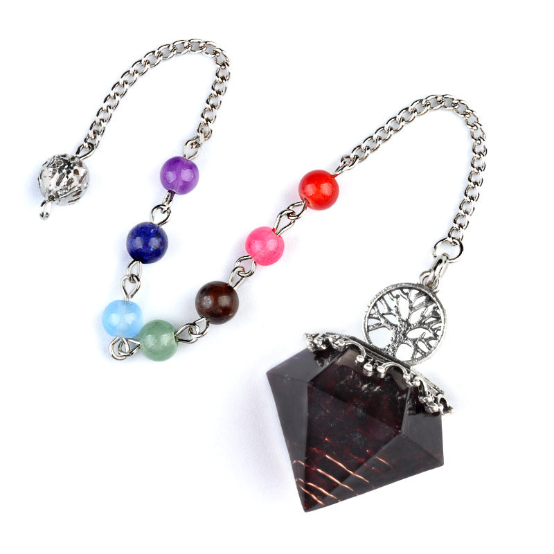 Chakra colorful bead chain crystal resin diamond pendulum
