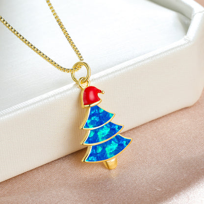 Colorful Opal Christmas Tree Necklace