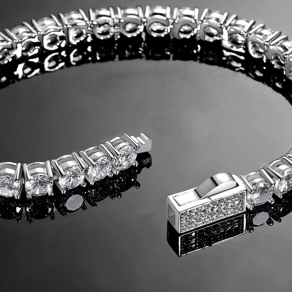 Women&Men's 4mm Spring Clasp Zircon Tennis Bracelet