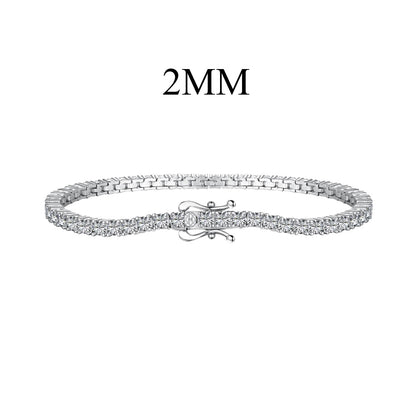 Women's Fashion Design 2MM Width Tennis Bracelet, Round Zirconia Paved Inlay, S925 with White Gold Plating