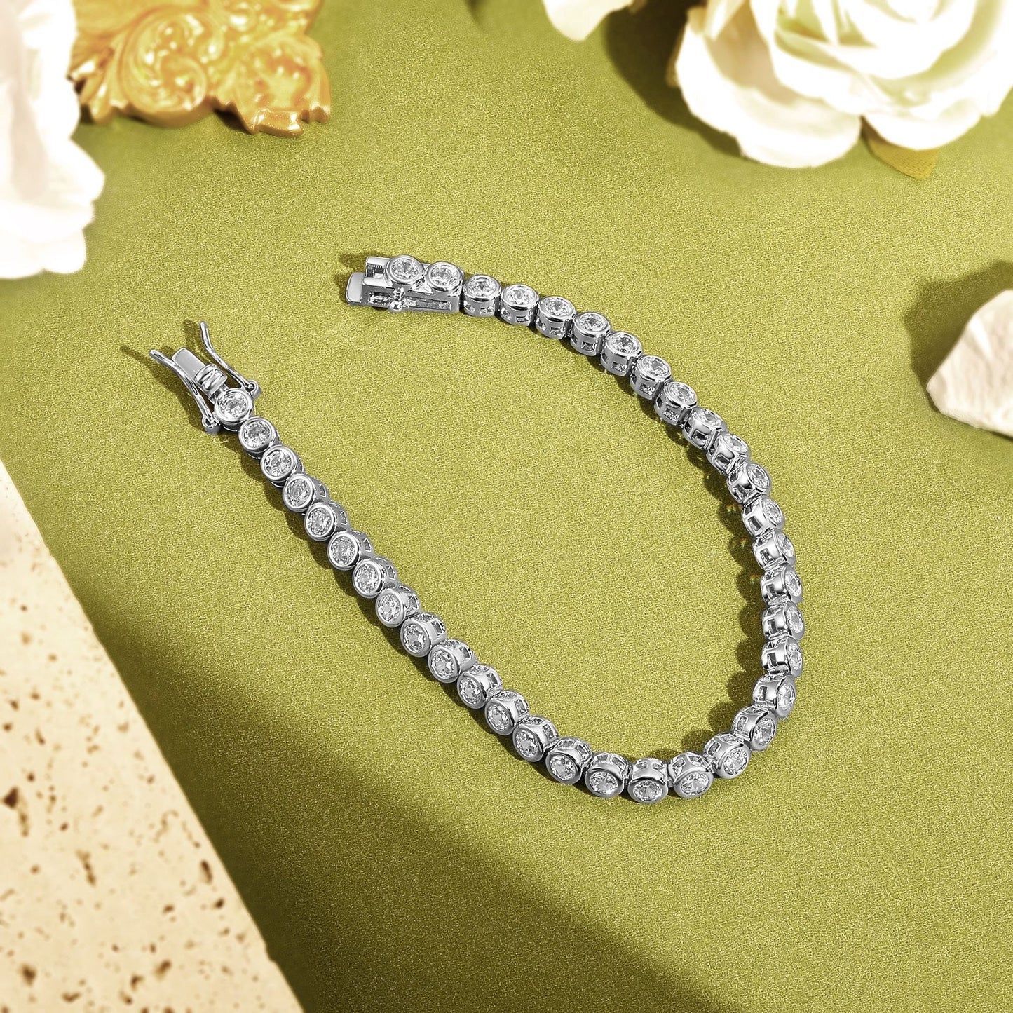Women&Men's 3mm Round-Shaped Zircon Tennis Bracelet