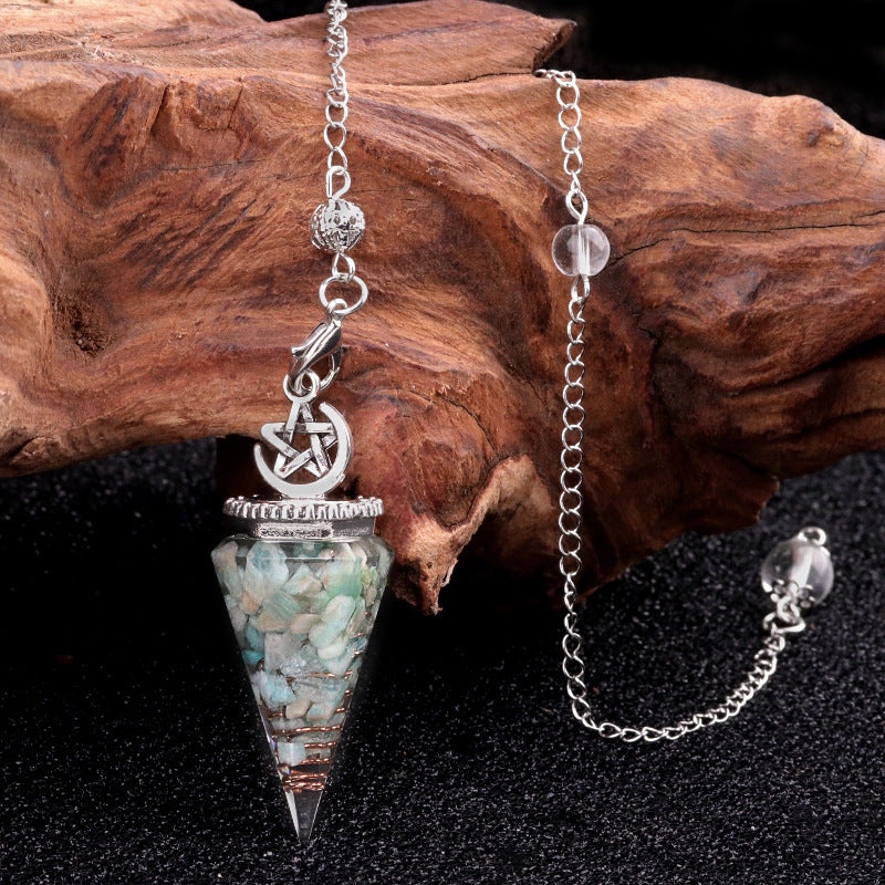 Star Moon Hexagonal Cone Crystal Resin Spirit Pendulum