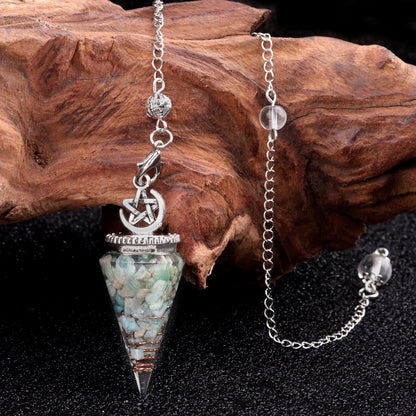 Star Moon Hexagonal Cone Crystal Resin Spirit Pendulum