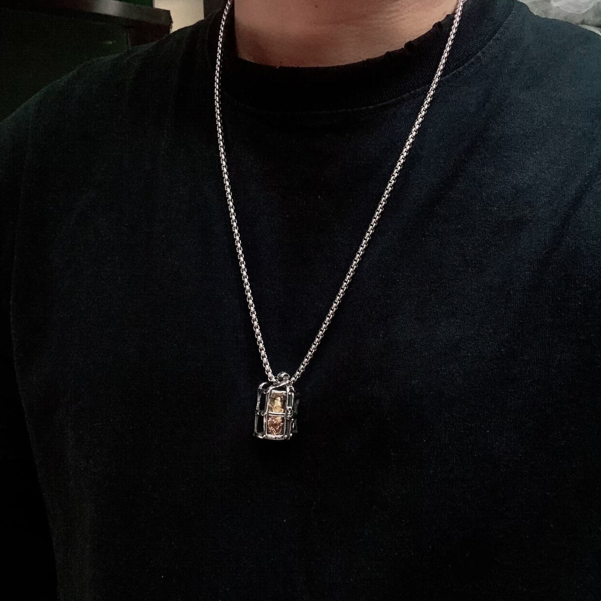 Men's Cage Skull Pendant Necklace