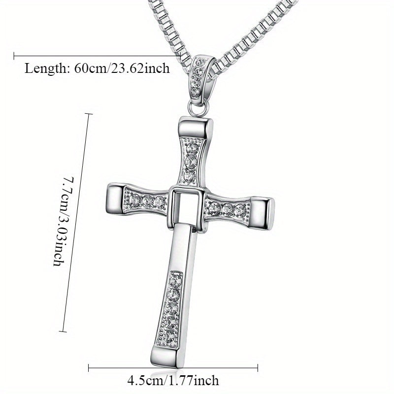 Men's Domineering Cross Zircon Pendant Necklace