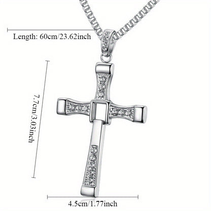 Men's Domineering Cross Zircon Pendant Necklace