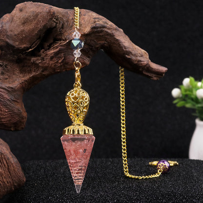 Golden Crystal Agate Resin Hexagonal Pyramid Spirit Pendulum