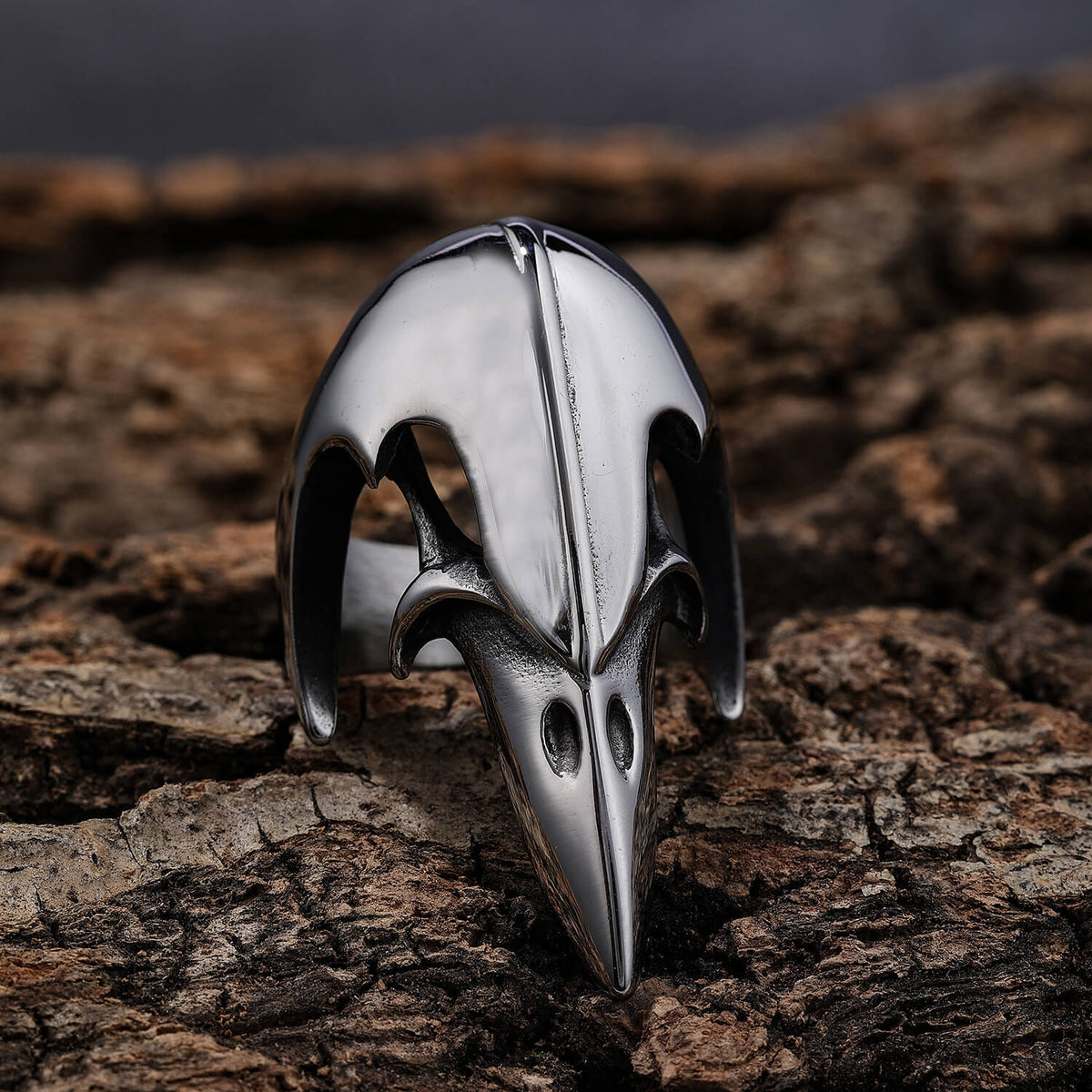 Men's Punk Skull And Bird Head Ring