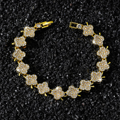 Hip-Hop Classic Floral Pattern Stitching Chain Bracelet