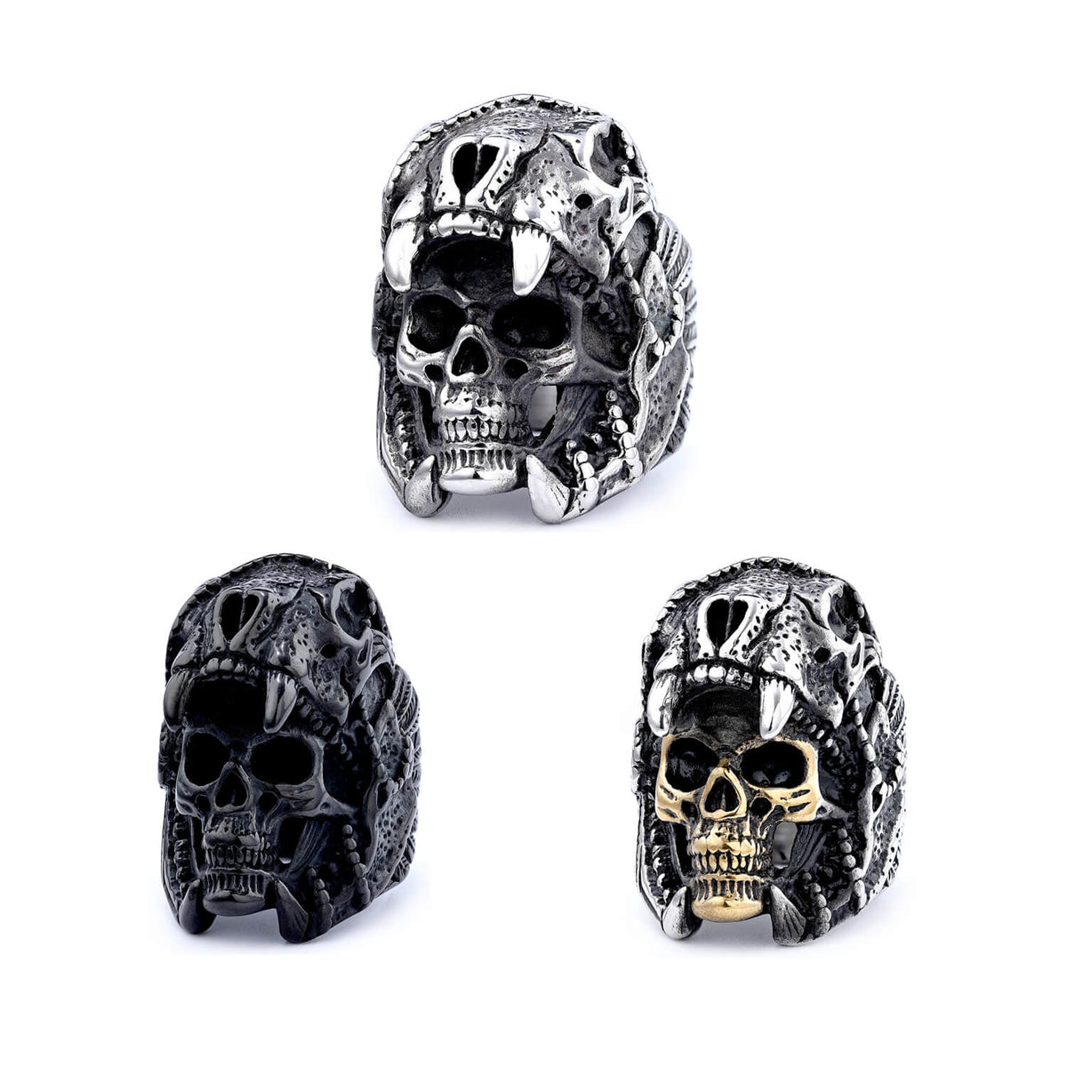 Men's Vintage Large Skull Stainless Steel Ring