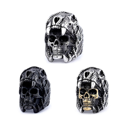 Men's Vintage Large Skull Stainless Steel Ring