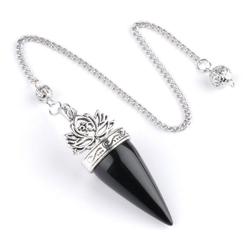 Ancient silver lotus cone meditation yoga crystal spirit pendulum