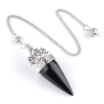 Ancient silver lotus cone meditation yoga crystal spirit pendulum