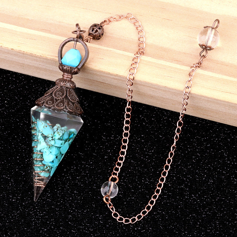 Ancient Red Seven-Colored Crystal Resin Spiritual Pendulum