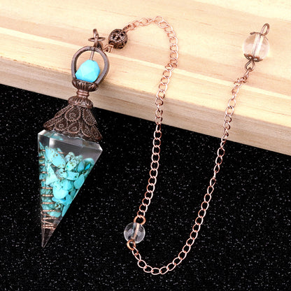 Ancient Red Seven-Colored Crystal Resin Spiritual Pendulum