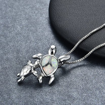Opal Two turtle-shaped necklaces