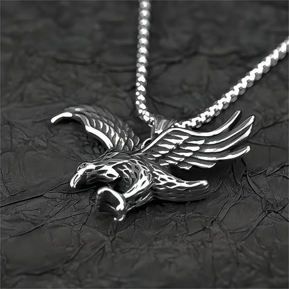 Vintage Stainless Steel Hip-hop Style Flying Eagle Pendant Necklace for Men