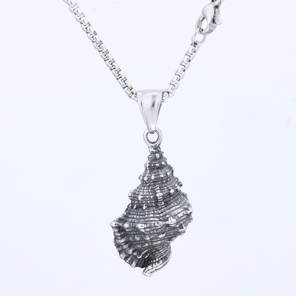 Men's Steel Conch Shell Pendant Necklace