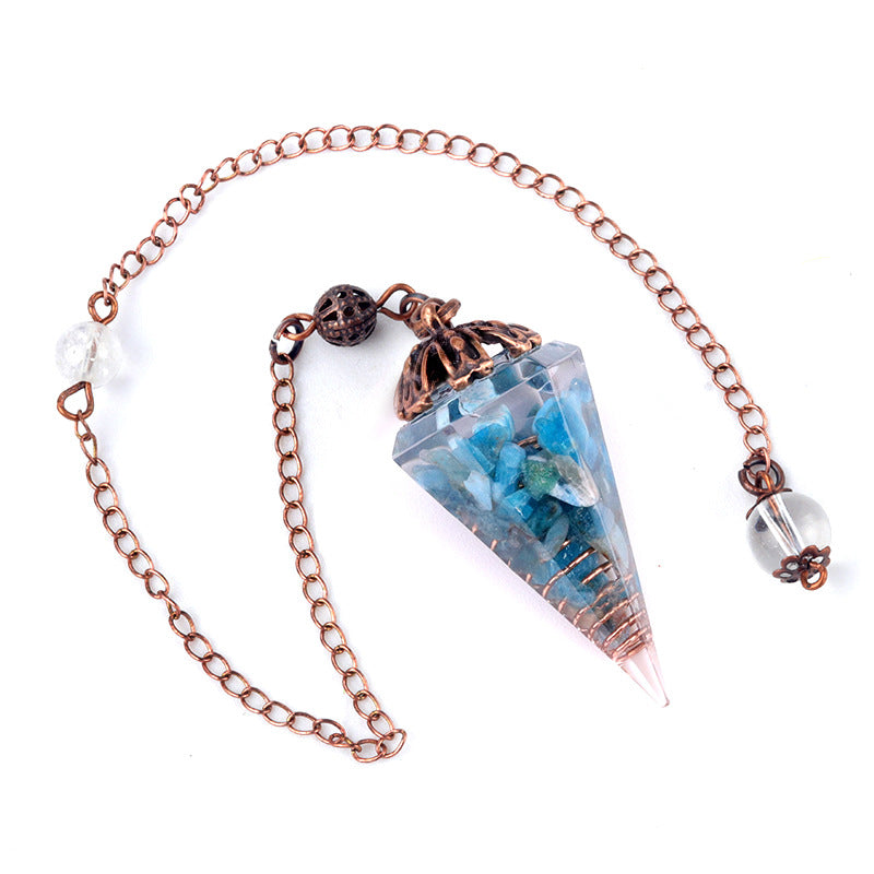 Colorful crystal clock pendulum ancient red copper flower base resin spirit pendulum
