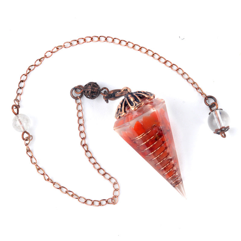 Colorful crystal clock pendulum ancient red copper flower base resin spirit pendulum